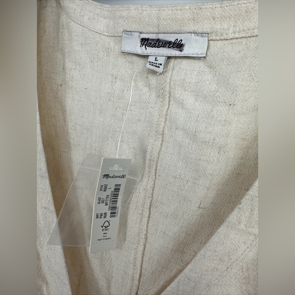 Madewell Linen-Blend Ruched Button-Front Top Size Large NWT $82 - Picture 4 of 6